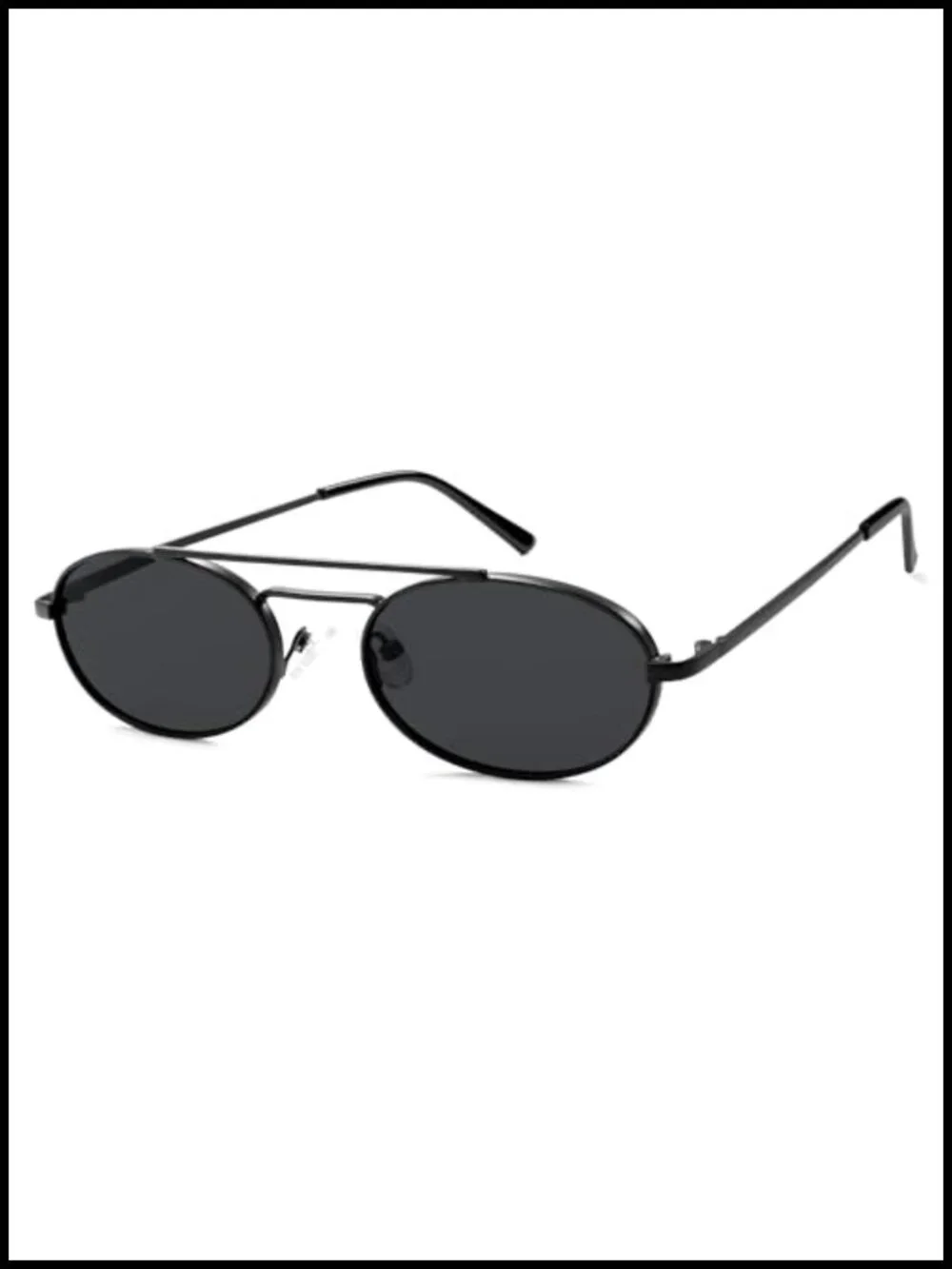 Oval Retro Sunglasses Double Bridge Narrow Vintage Small Polarized UV Protection